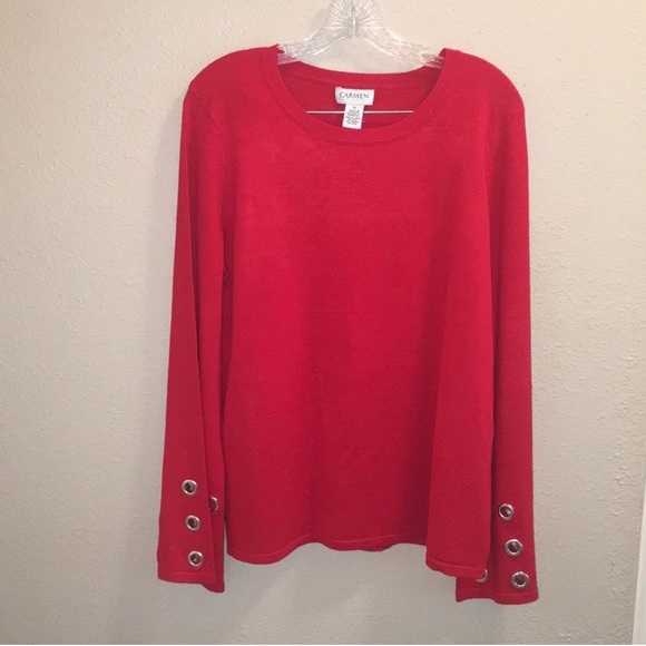 Carmen Marc Valvo Scarlet Ruby Sweater Size XL NWT - Picture 2 of 8